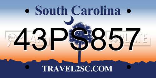 43PS857 South Carolina License Plate