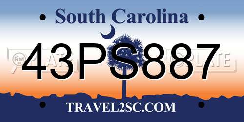 43PS887 South Carolina License Plate