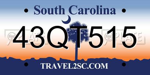 43QT515 South Carolina License Plate