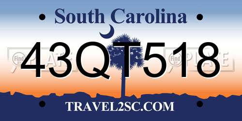 43QT518 South Carolina License Plate