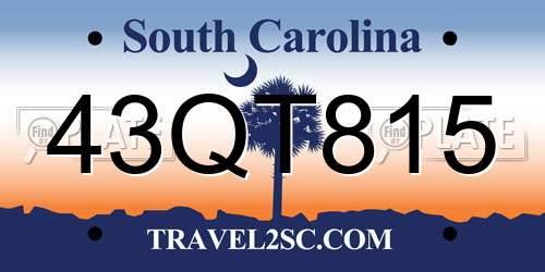 43QT815 South Carolina License Plate
