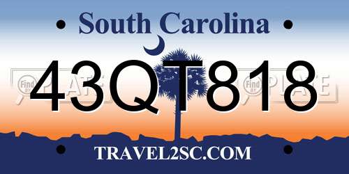 43QT818 South Carolina License Plate
