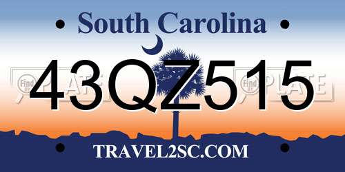 43QZ515 South Carolina License Plate