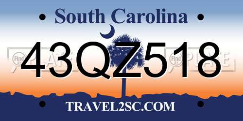 43QZ518 South Carolina License Plate