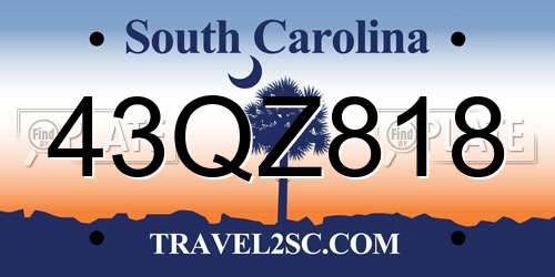 43QZ818 South Carolina License Plate
