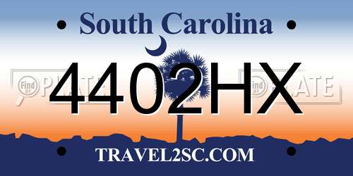 4402HX South Carolina License Plate