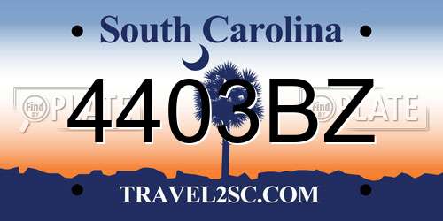 4403BZ South Carolina License Plate