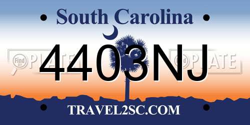 4403NJ South Carolina License Plate