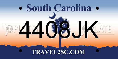 4408JK South Carolina License Plate