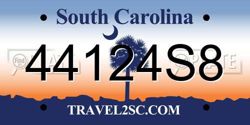 44124S8 South Carolina License Plate