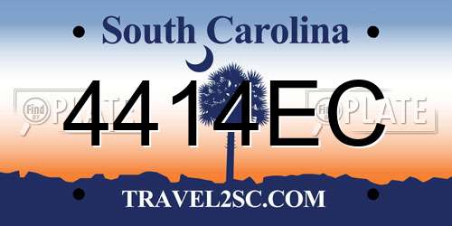 4414EC South Carolina License Plate