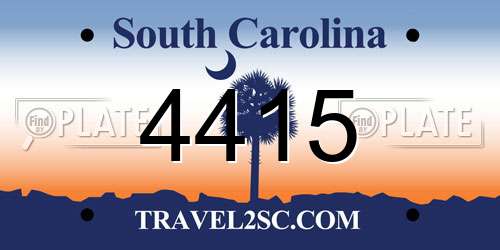 4415 South Carolina License Plate