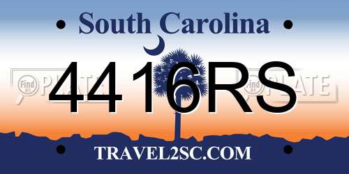 4416RS South Carolina License Plate