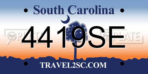 4419SE South Carolina License Plate