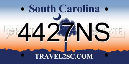 4427NS South Carolina License Plate