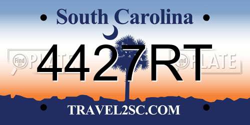 4427RT South Carolina License Plate