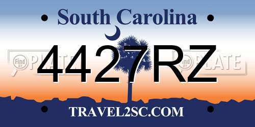 4427RZ South Carolina License Plate