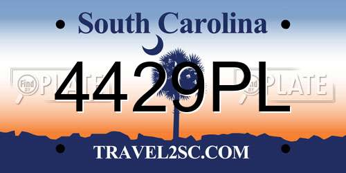 4429PL South Carolina License Plate