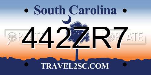 442ZR7 South Carolina License Plate