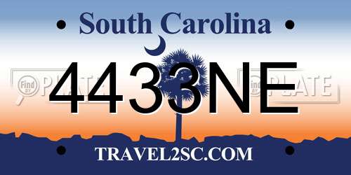 4433NE South Carolina License Plate