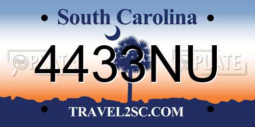 4433NU South Carolina License Plate