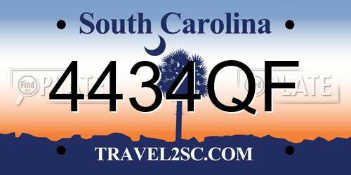 4434QF South Carolina License Plate