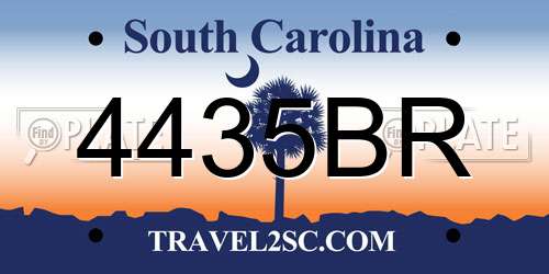 4435BR South Carolina License Plate