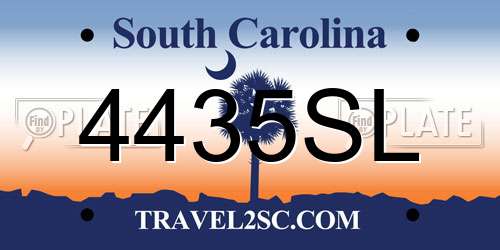 4435SL South Carolina License Plate