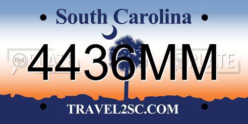 4436MM South Carolina License Plate