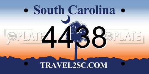 4438 South Carolina License Plate