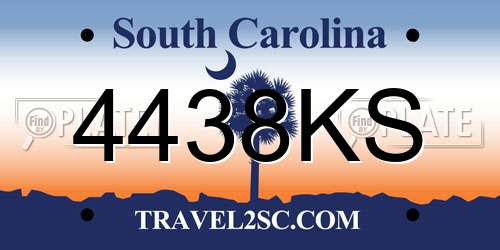 4438KS South Carolina License Plate