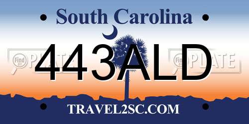 443ALD South Carolina License Plate