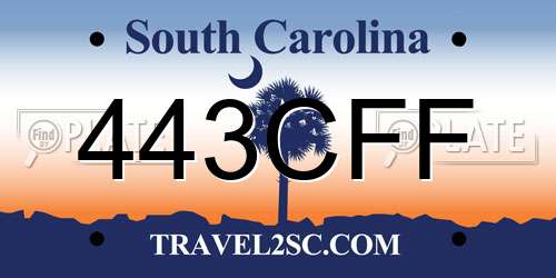 443CFF South Carolina License Plate