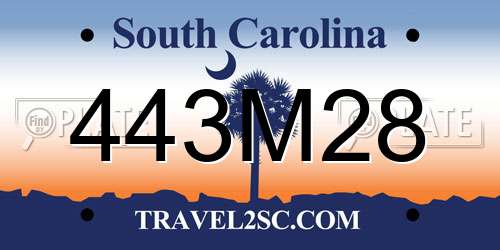 443M28 South Carolina License Plate