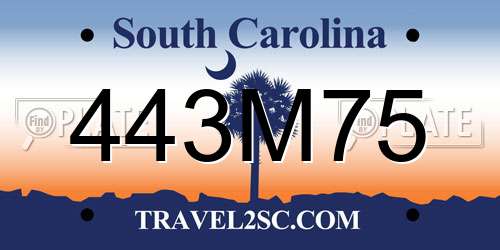 443M75 South Carolina License Plate