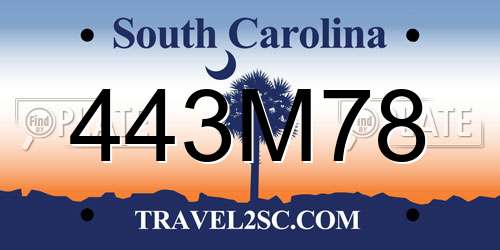 443M78 South Carolina License Plate