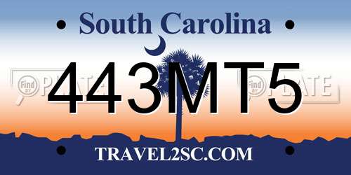 443MT5 South Carolina License Plate