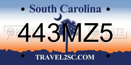 443MZ5 South Carolina License Plate