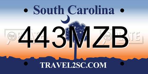 443MZB South Carolina License Plate