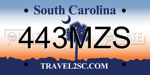 443MZS South Carolina License Plate