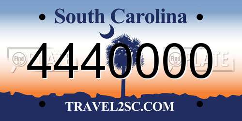 4440000 South Carolina License Plate