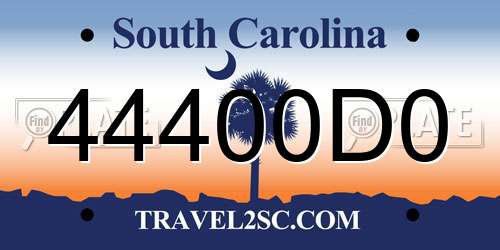 44400D0 South Carolina License Plate