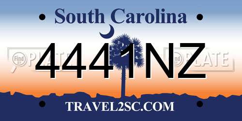 4441NZ South Carolina License Plate