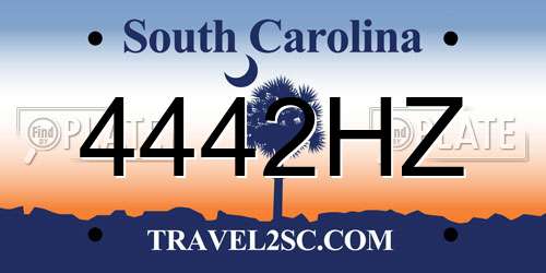 4442HZ South Carolina License Plate