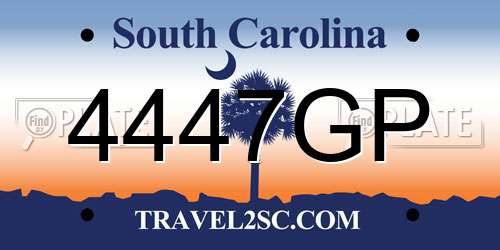 4447GP South Carolina License Plate