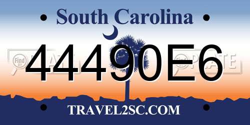 44490E6 South Carolina License Plate