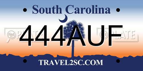 444AUF South Carolina License Plate