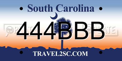 444BBB South Carolina License Plate
