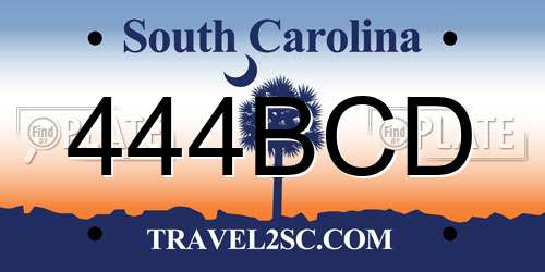 444BCD South Carolina License Plate