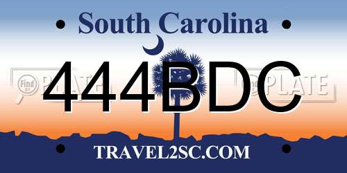 444BDC South Carolina License Plate